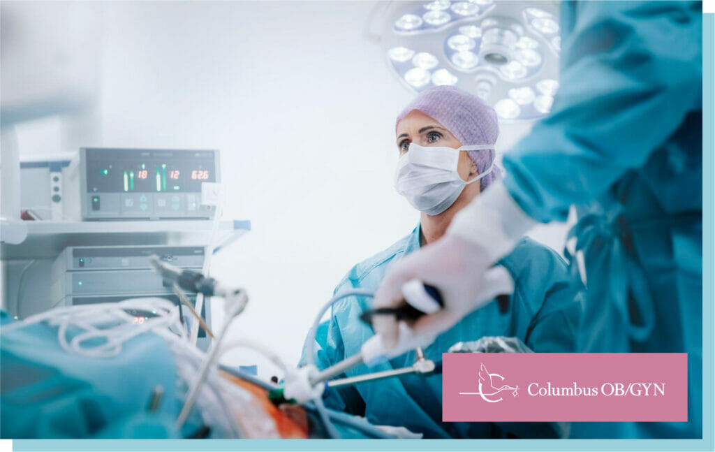 Image showing a laparoscopy surgeon performing surgery procedure in a modern operating room